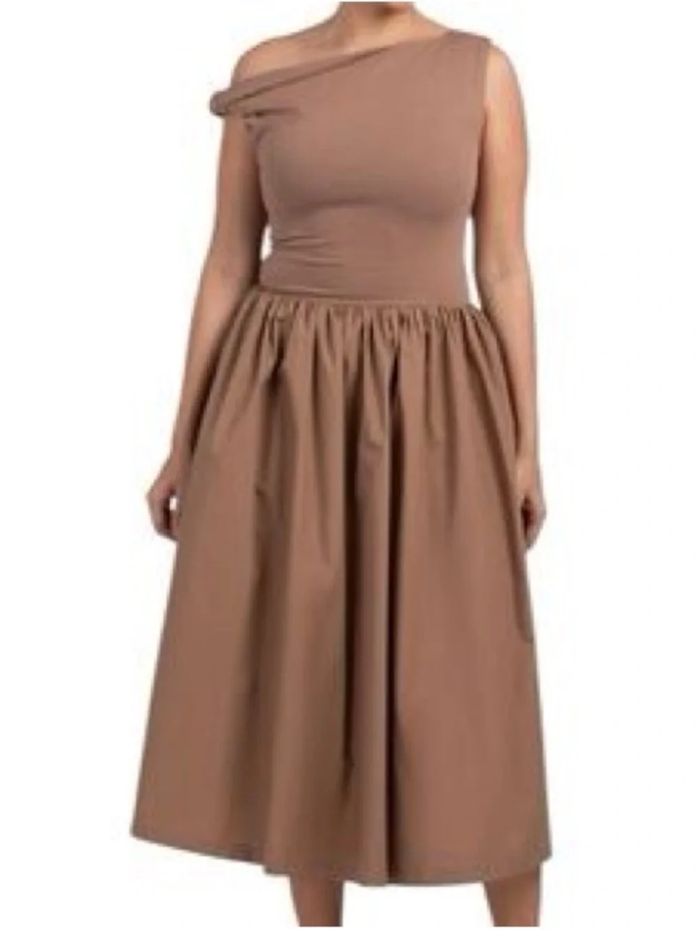 En Saison Parker Mixed Media Midi Dress Brown - Picture 2 of 5
